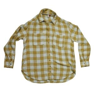 Pilcro Mustard Yellow Plaid Viscose Wool Blend Oversized Button Down Shirt M